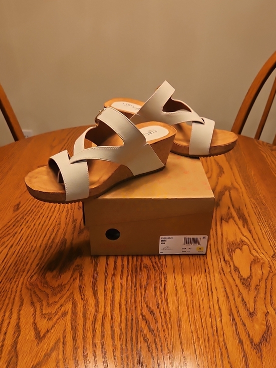 Sofft Shoes - Sofft Cream Crisscross Wedge Slide Sandals